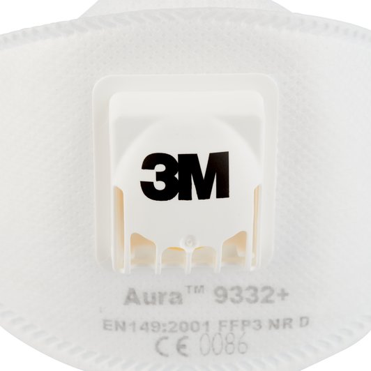 3M™ Aura™ 9332+ (FFP3) Daļiņu respirators ar vārstu