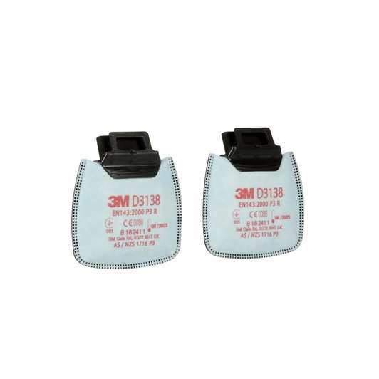 3M™ Secure Click™ D3138 (P3) Particulate Filter with Nuisance Level Organic Vapour and Acid Gas Relief, and Ozone up to 10 x OEL
