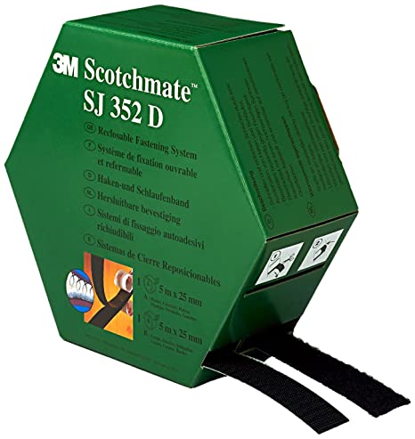3M™ ScotchMate™ SJ352D Neilona āķu un cilpu stiprinājums, melns, 4.4 mm